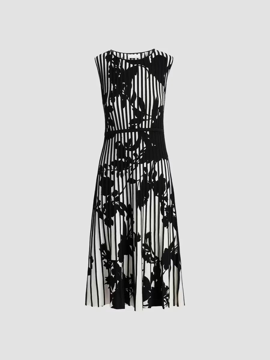 The Alma Floral Rib Midi-Dress