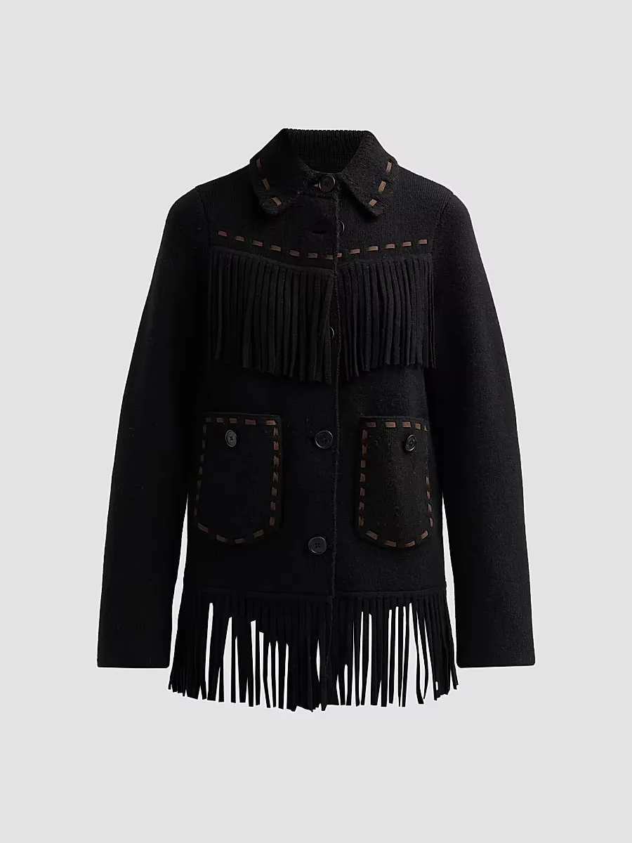 Western Cashmere-Wool Fringe Jacket by Guest in Residence
