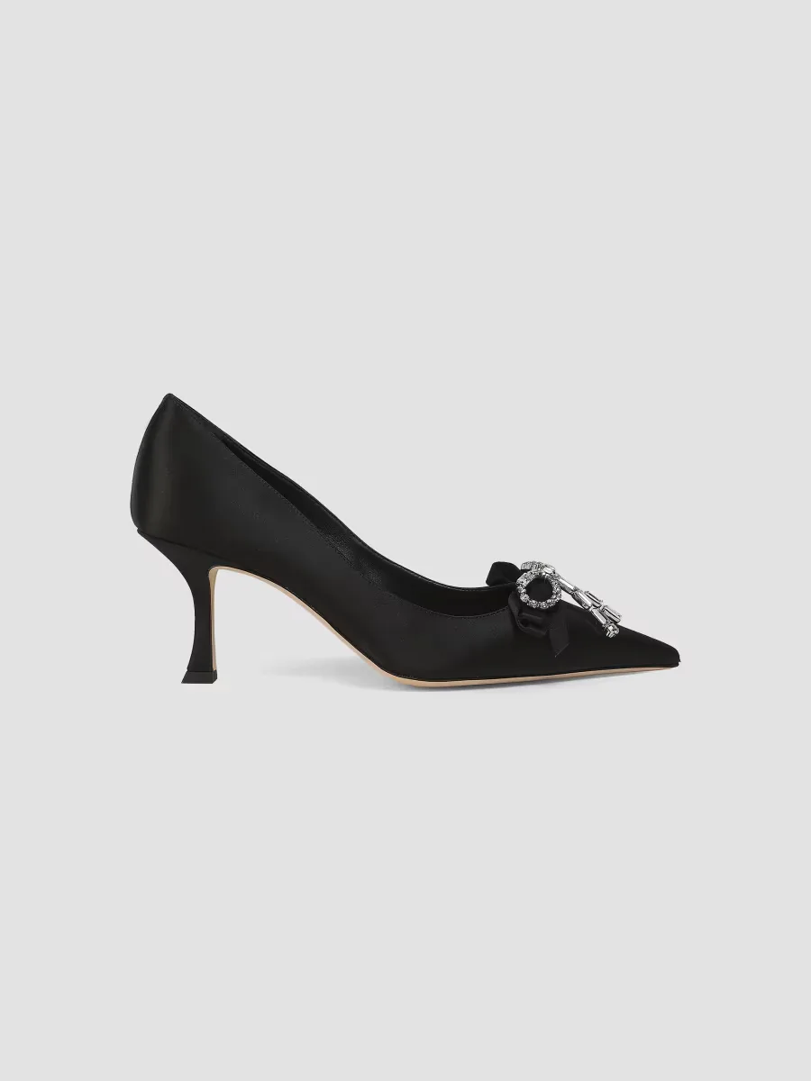 Auria 70MM Crystal-Embellished Satin Pumps