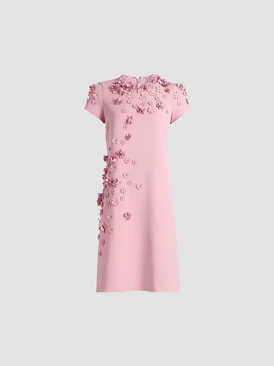 3D-Floral Crepe A-Line Knee-Length Dress by Teri Jon
