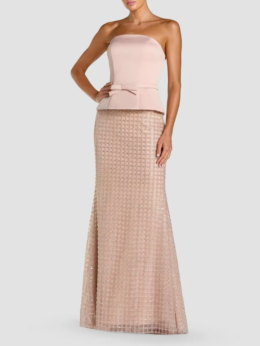 Sequined Satin Column Gown by M.A.C.