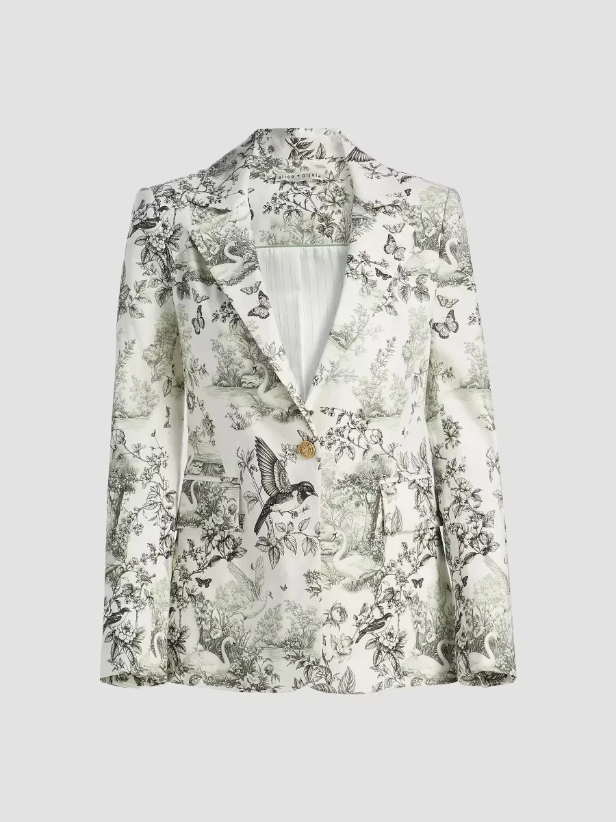 Macey Printed Linen-Blend Blazer