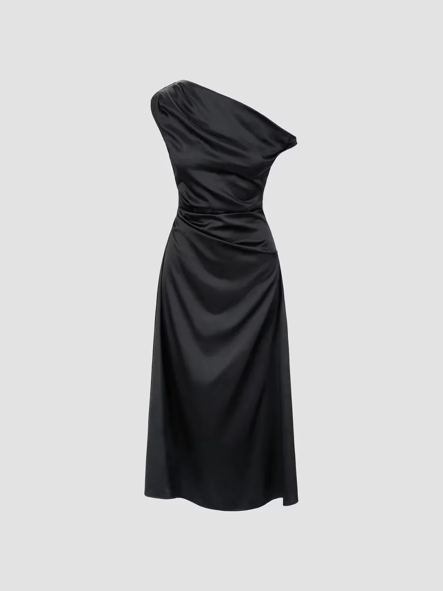 Phare Silk One-Shoulder Midi-Dress by STAUD