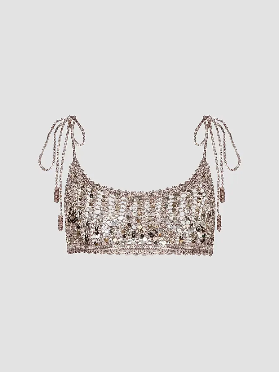 Taline Sequined Crochet Bralette by L'AGENCE