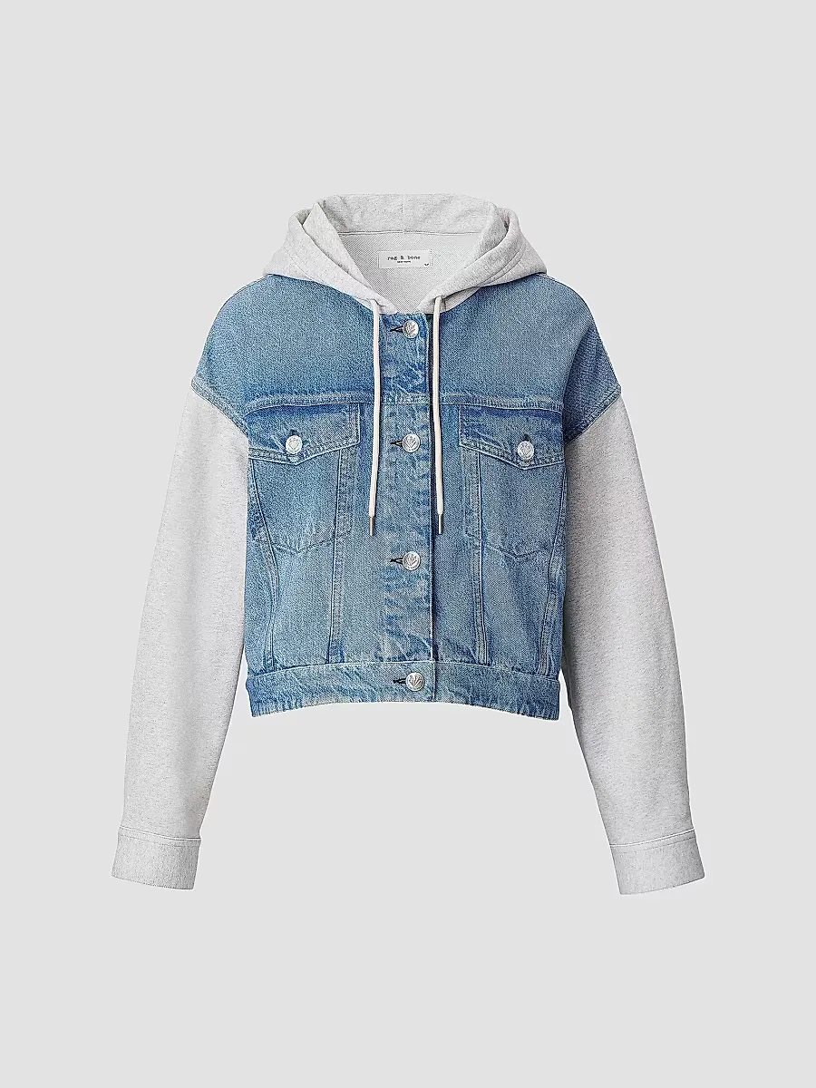 Rb Miramar Terry Combo Hooded Trucker Jacket by rag & bone