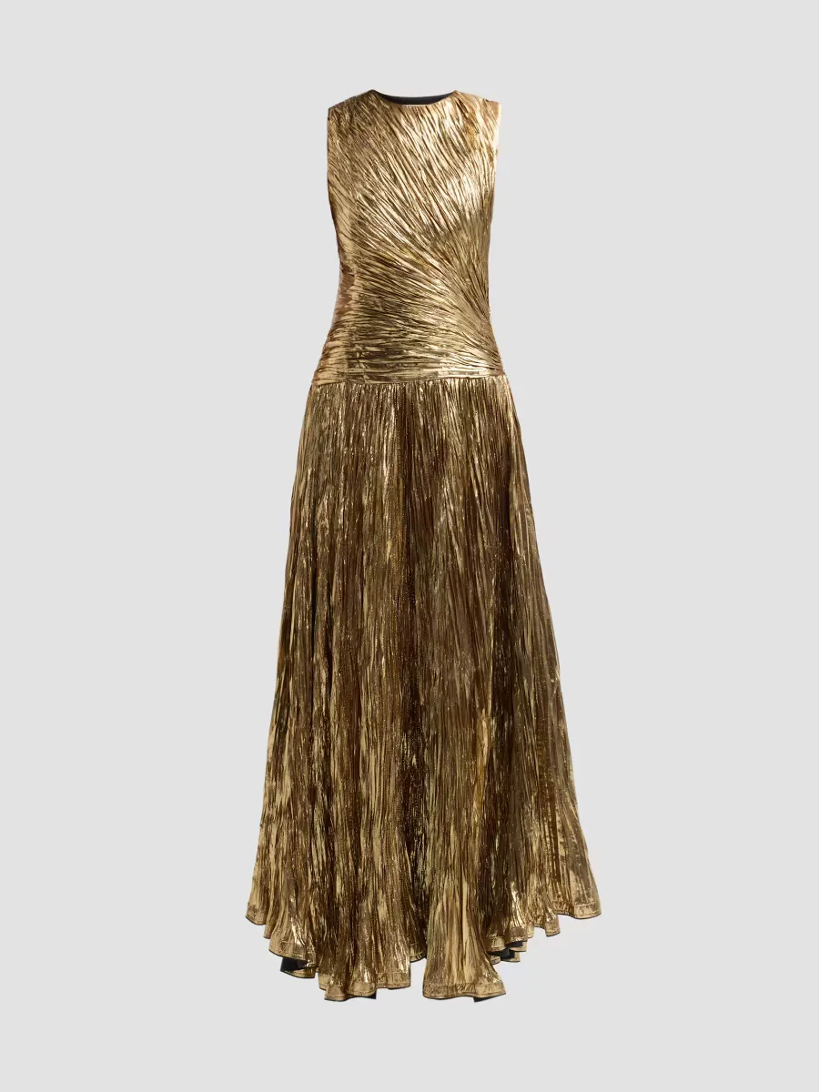 Eugenia Ruched Pleated Gown