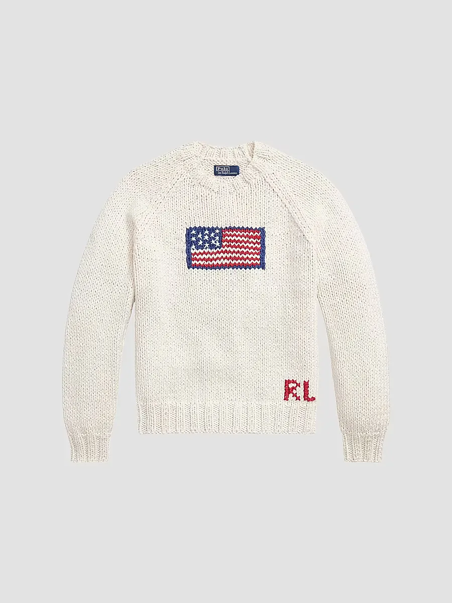 American Flag Crewneck Cotton Sweater by Polo Ralph Lauren