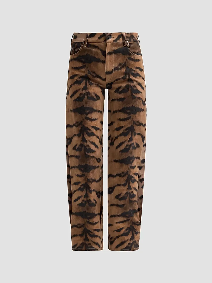 Hallie Tiger-Print Tapered Barrel-Leg Jeans by Kobi Halperin