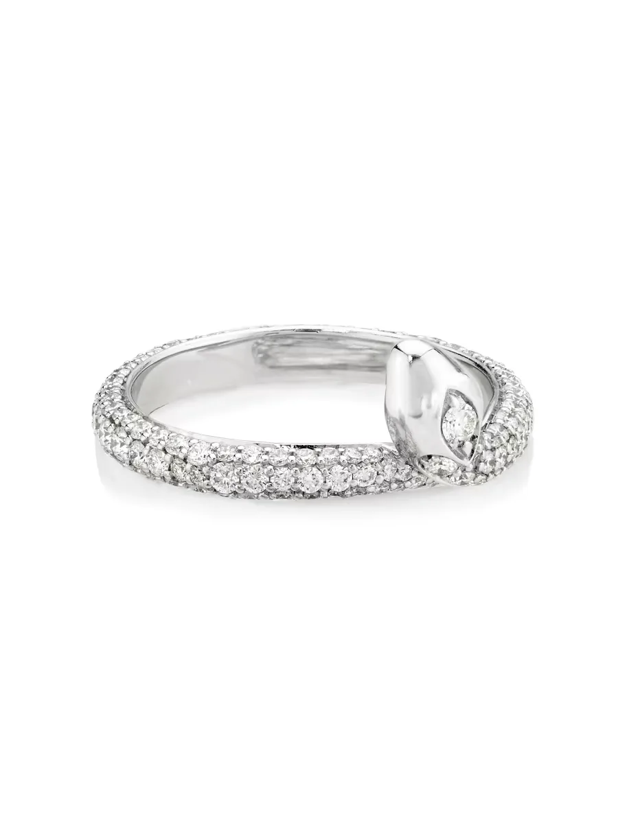 Wholeness Snake 18K White Gold & 1.17 TCW Diamond Pav Bookend Band by Foundrae