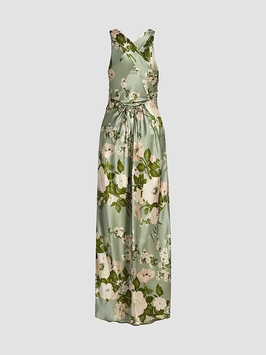 Anaiis Silk Floral Column Gown by Reformation
