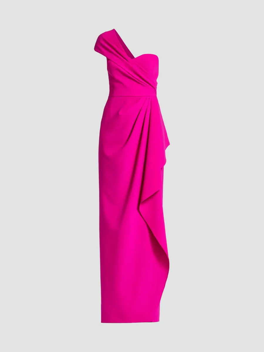Crepe One-Shoulder Gown by Teri Jon