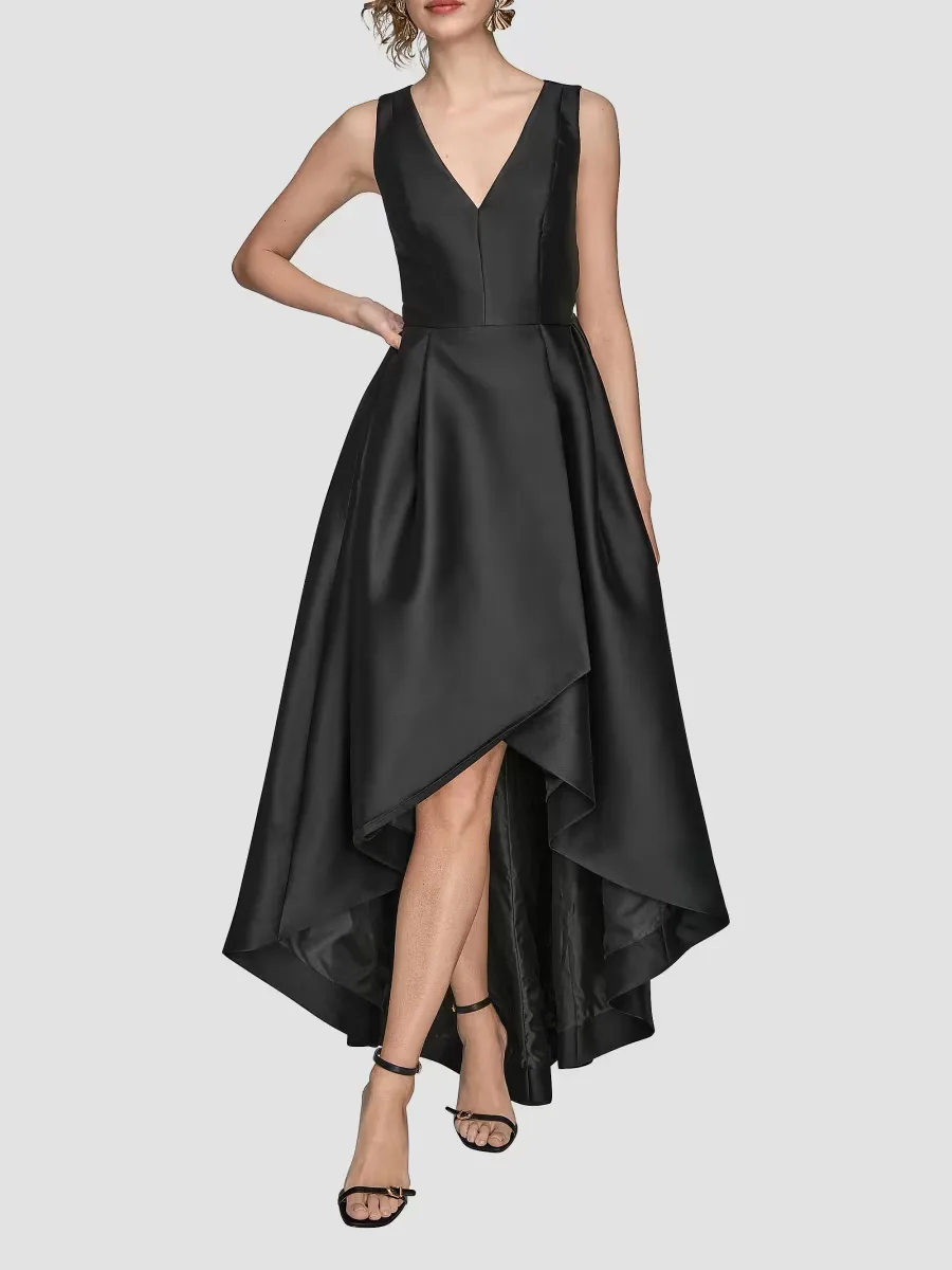 Satin Sleeveless High-Low Gown by Donna Karan New York