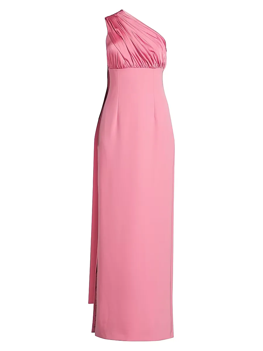 Alessandra One-Shoulder Shirred Gown by Kay Unger