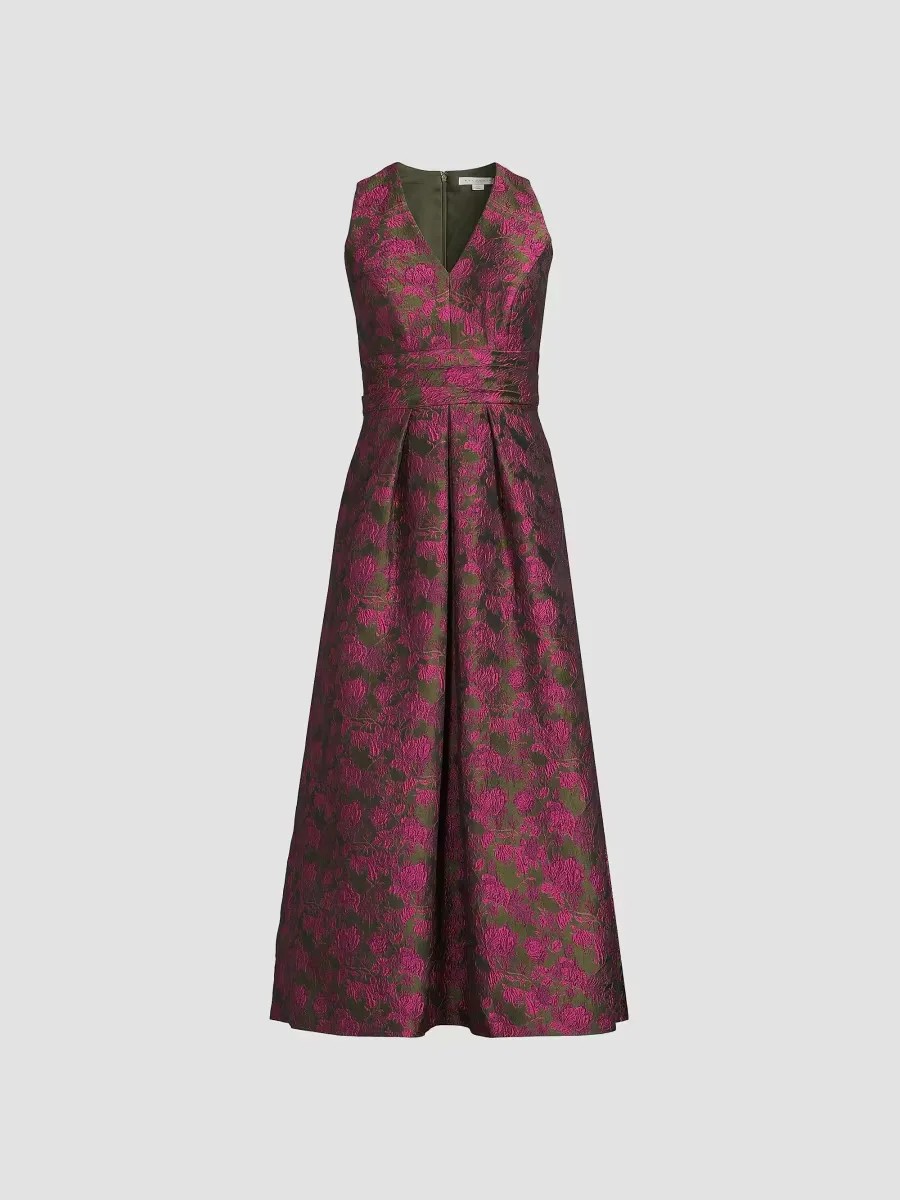 Marcella Two-Tone Jacquard Midi-Dress by Kay Unger