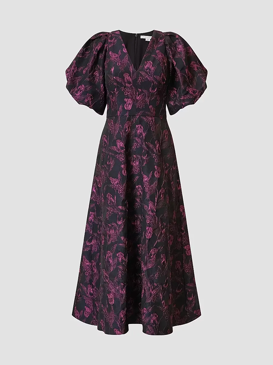 Grace Floral Jacquard Fit & Flare Midi-Dress by Kay Unger