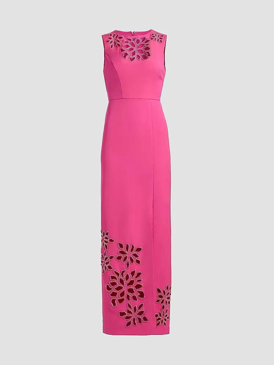 Indiana Embellished Floral Laser-Cut Column Gown by Kay Unger