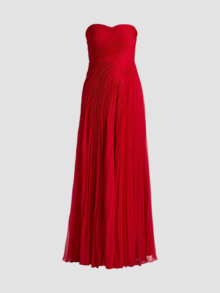 Elea Strapless Pleated Gown
