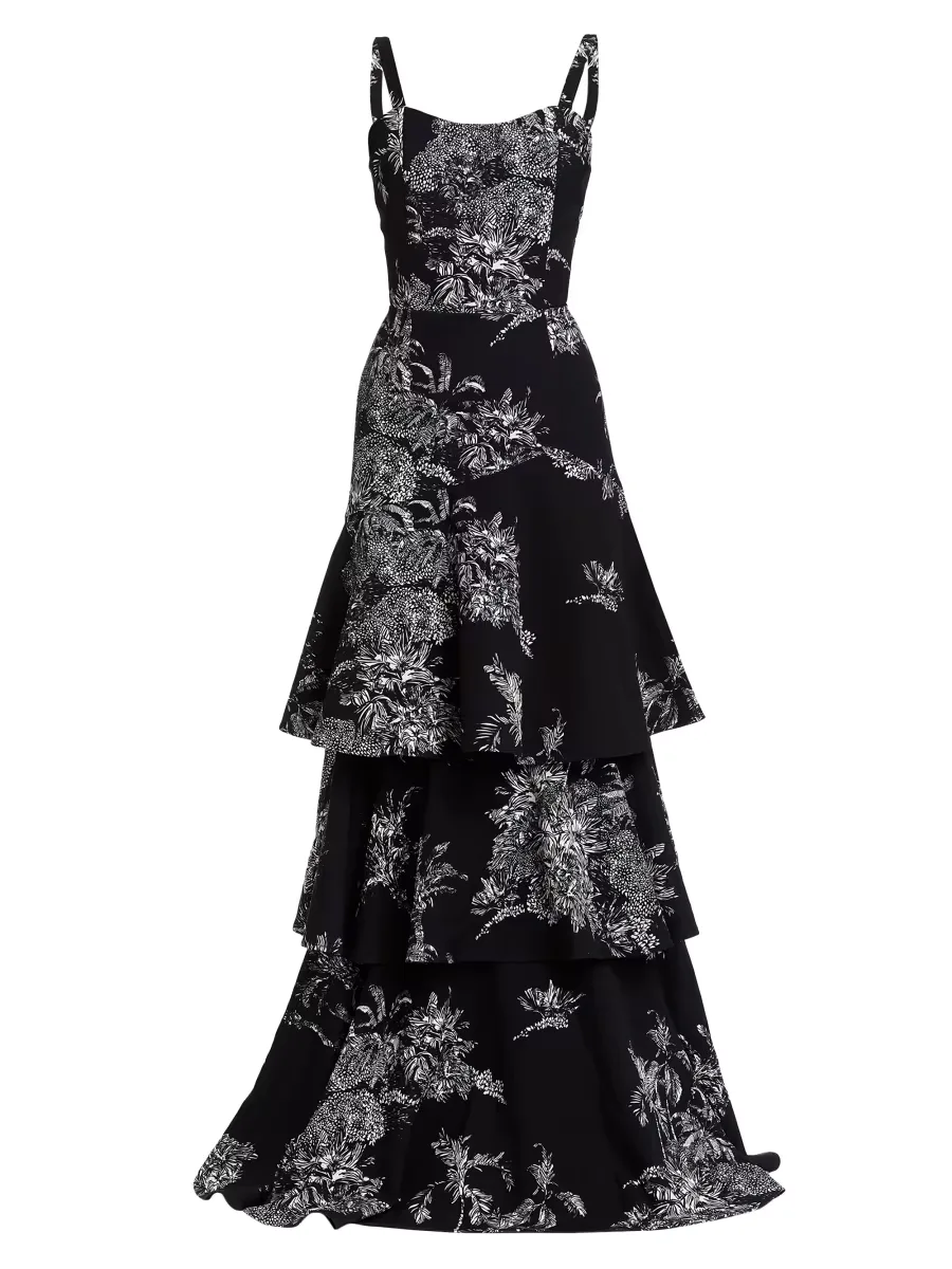 Torero Ruffled Floral Gown by Mestiza New York