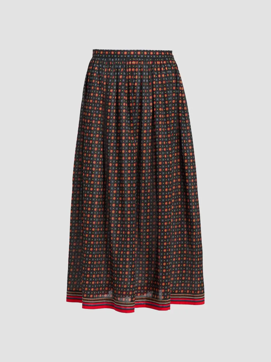 Marciette Floral Cotton Midi-Skirt
