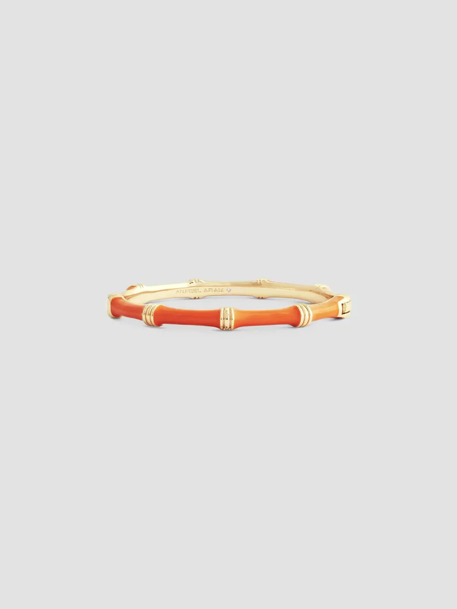 Bamboo 18K-Gold-Plated & Enamel Hinged Bangle