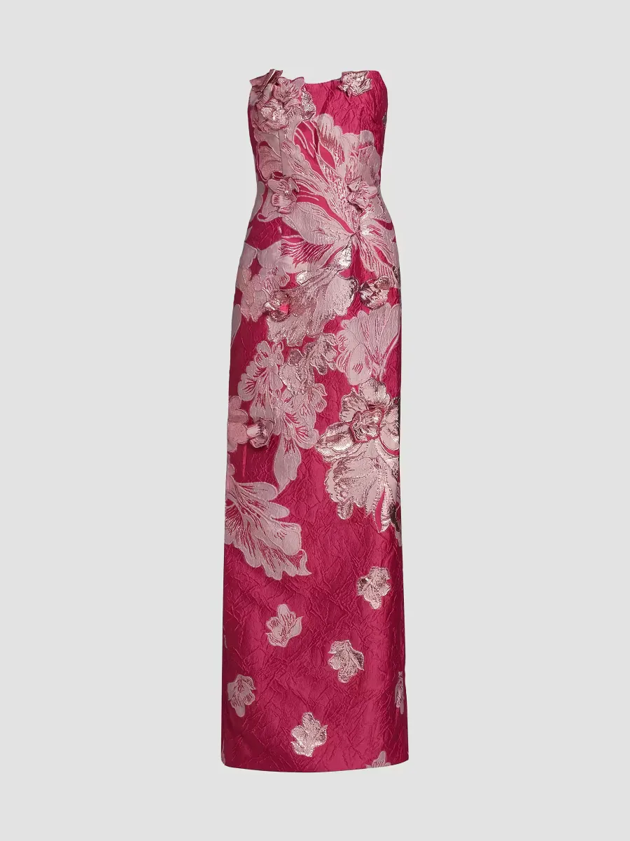Strapless Floral Jacquard Mermaid Gown