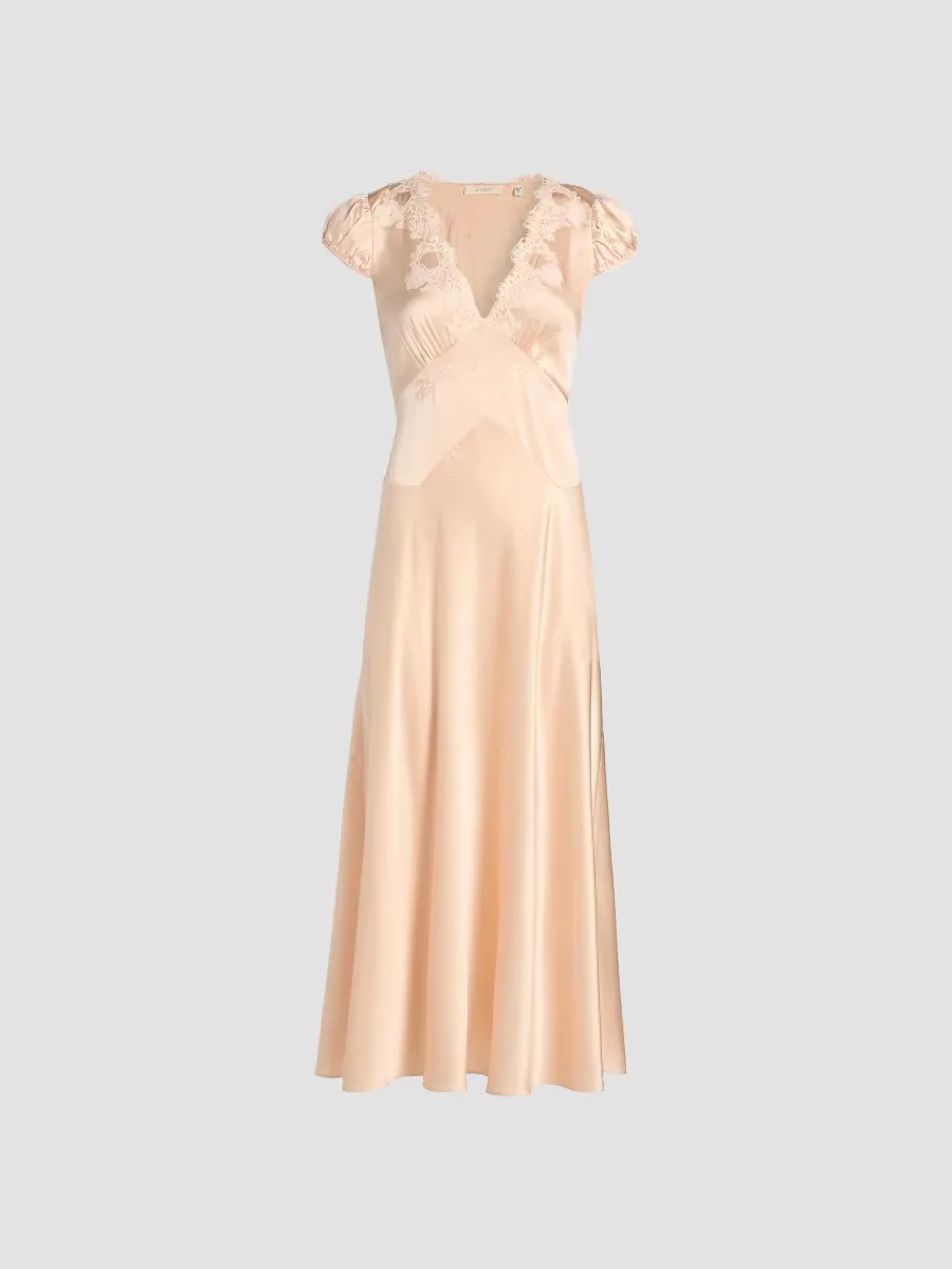 Coraline Silk Lace-Trimmed Dress by DEN