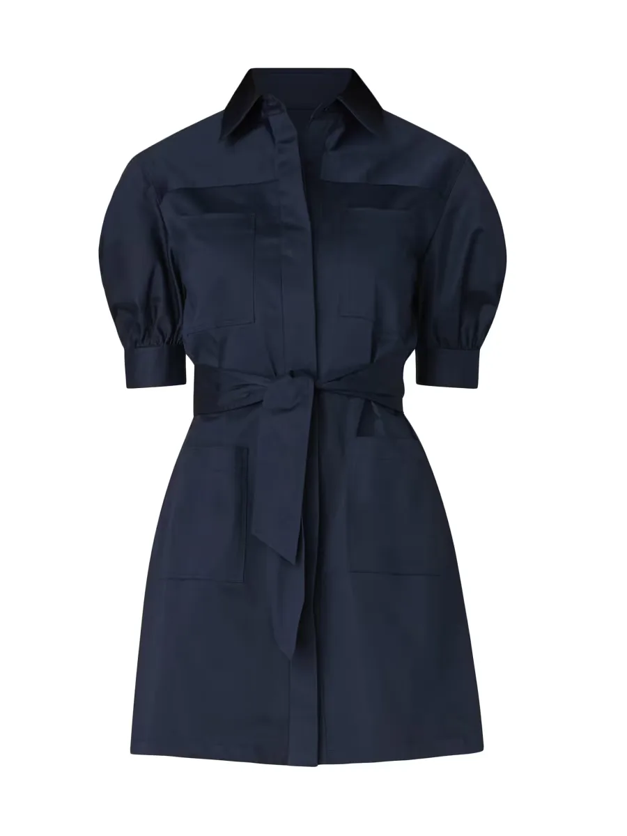 Vince Cotton Sateen Tie-Waist Shirtdress by Shoshanna