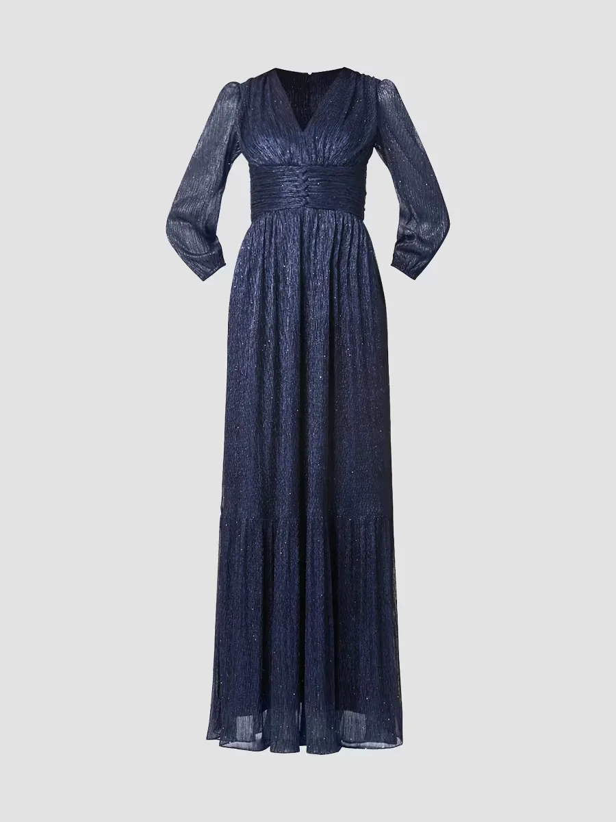 Venus Ruffled Metallic A-Line Gown by Shoshanna
