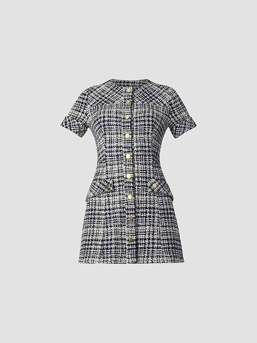 Haisley Plaid Tweed Minidress