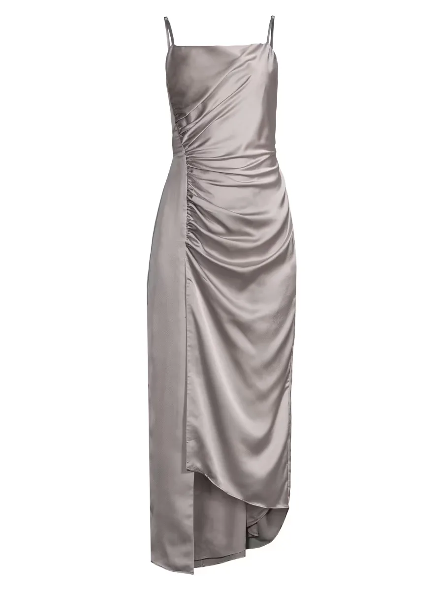 Lilliana Satin Draped Slip Dress by Milly