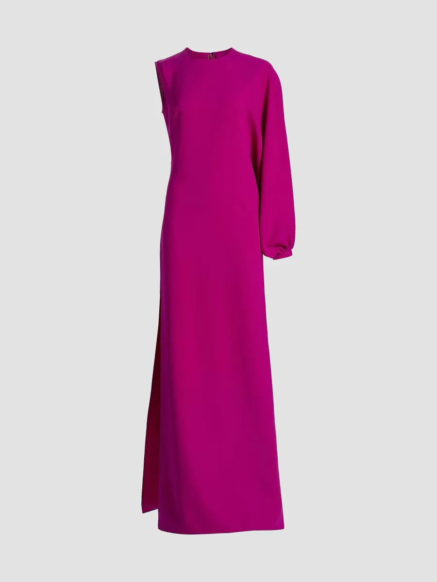 Asymmetric Balloon-Sleeve Column Gown by Amsale