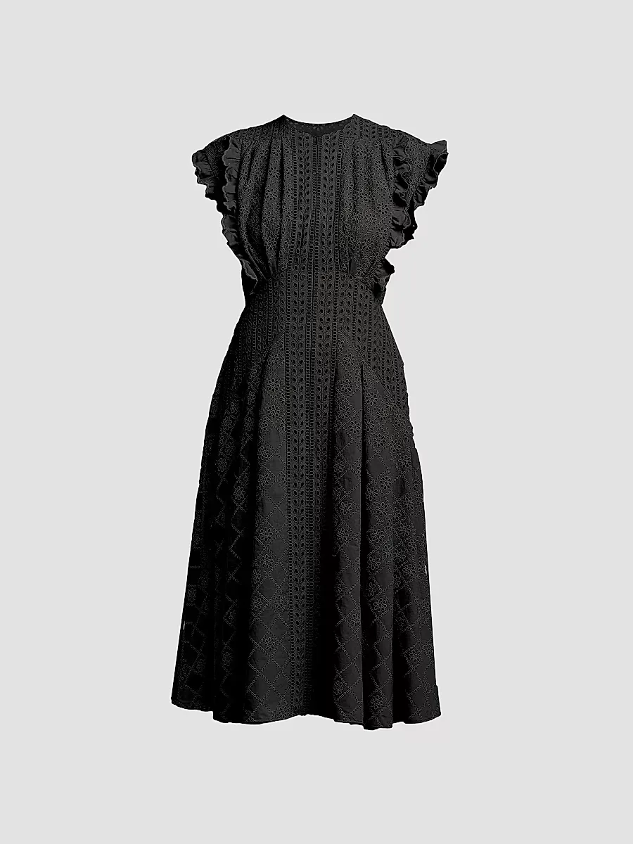 Broderie Anglaise Fit & Flare Midi-Dress