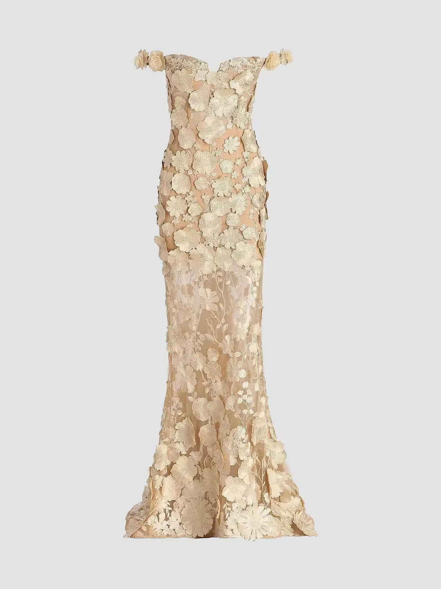 Jasmine Off-The-Shoulder Corset Gown