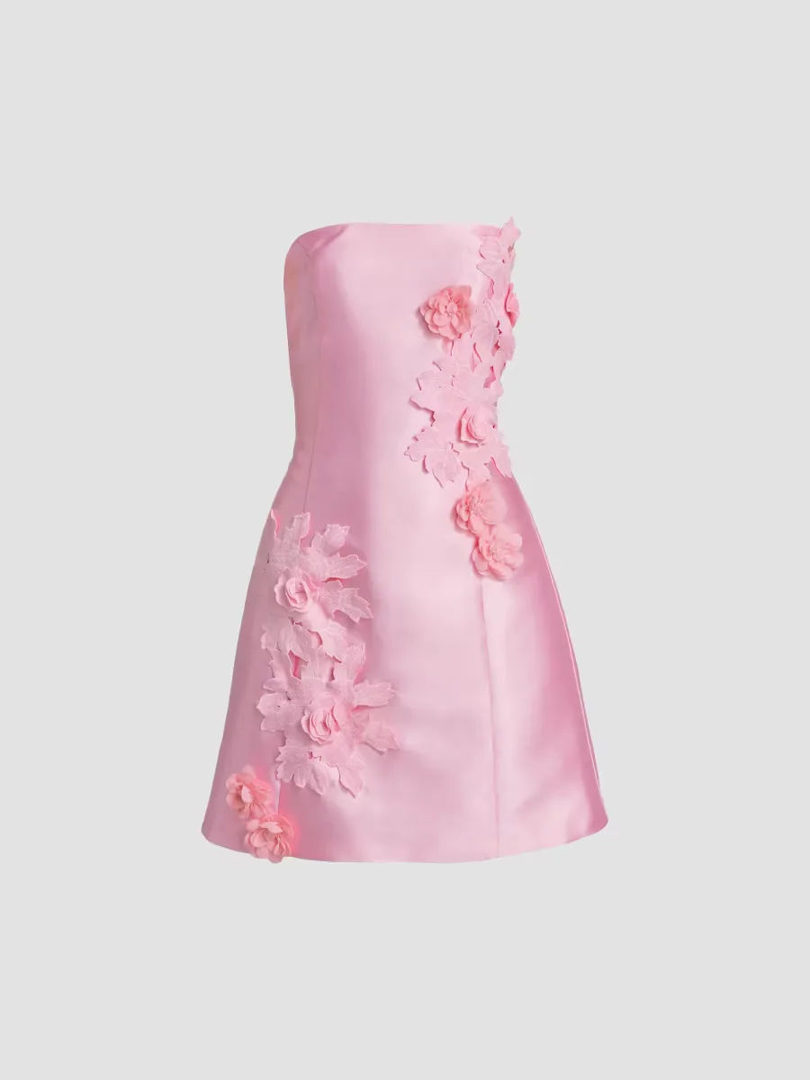Walter Floral Applique Satin Minidress by Elliatt