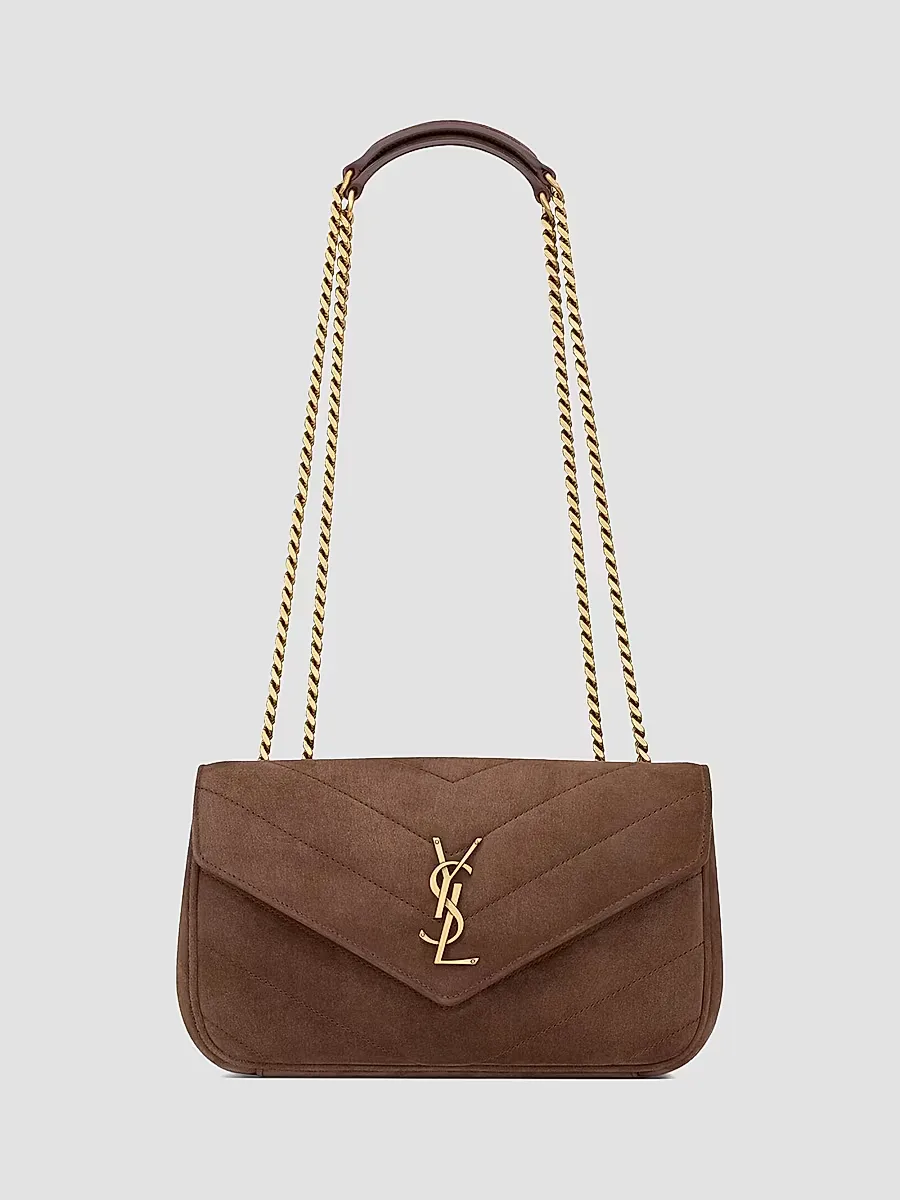Loulou Small Shoulder Bag in Matelass Suede by Saint Laurent