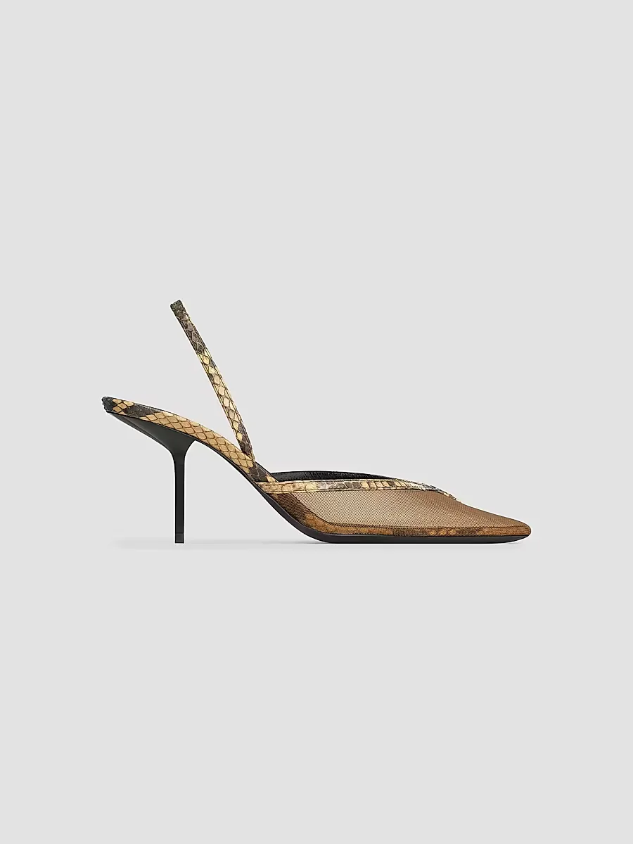 Folie Slingback Pumps in Mesh and Python by Saint Laurent