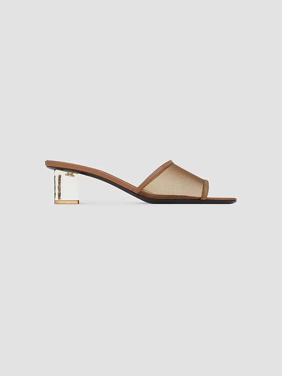 Sip Mule Sandals in Mesh and Patent Leather by Saint Laurent