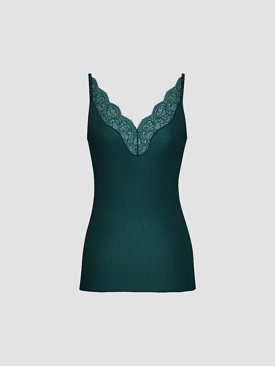 Laced Tank Top in Ribbed Silk Jersey by Saint Laurent