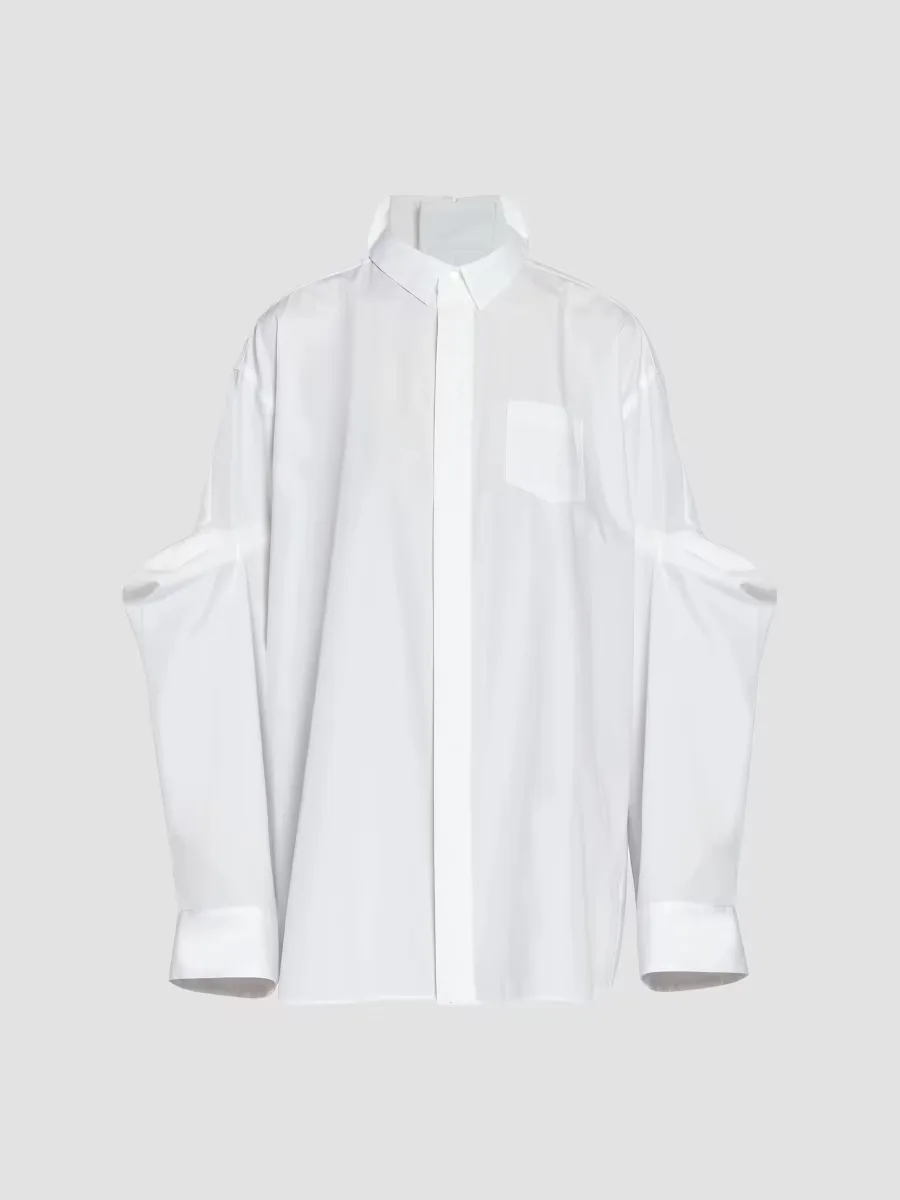 Oversized Balloon-Sleeve Poplin Shirt by Sacai