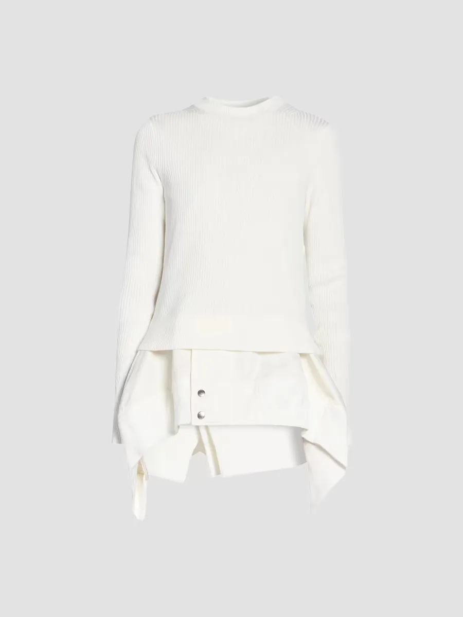 Mixed-Media Peplum Sweater by Sacai