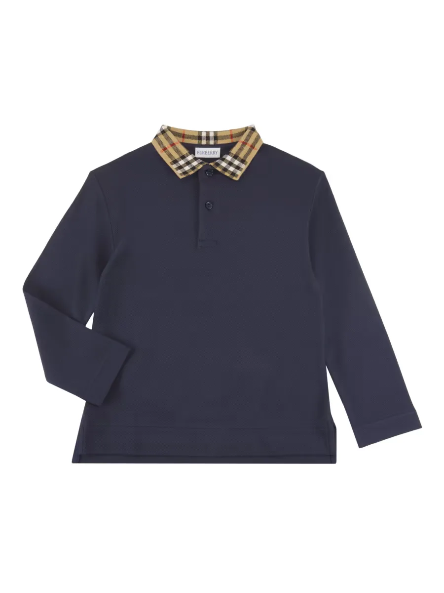 Check Long-Sleeve Polo Shirt by Burberry