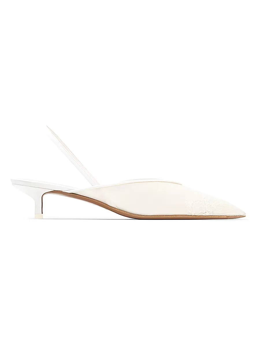 Irena Lace 40MM Slingback Kitten Heels by Neous