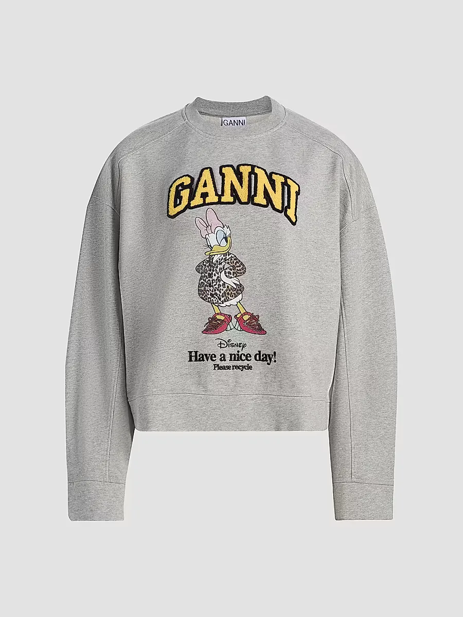 Isoli Daisy Cotton Jersey Crewneck Sweatshirt by GANNI