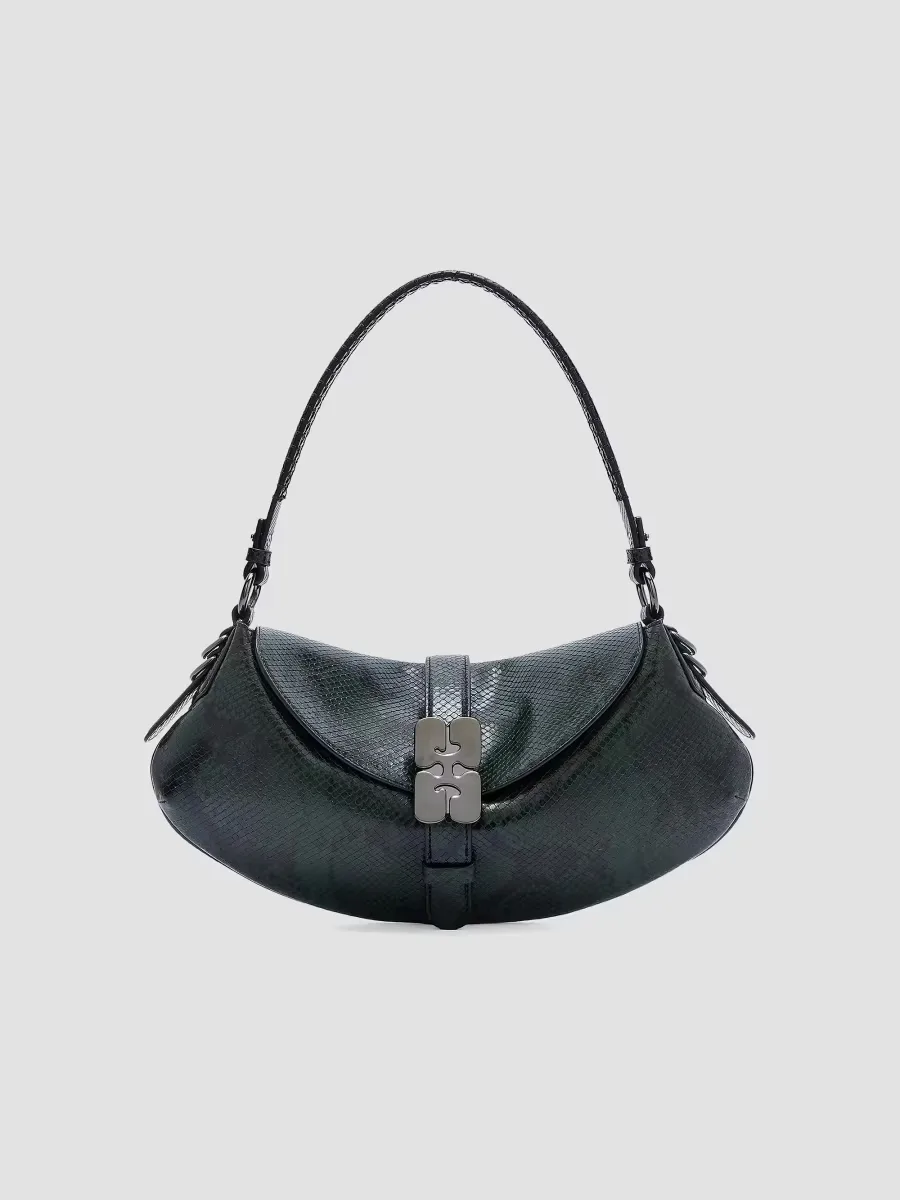 Kat Snakeskin-Embossed Shoulder Bag by GANNI
