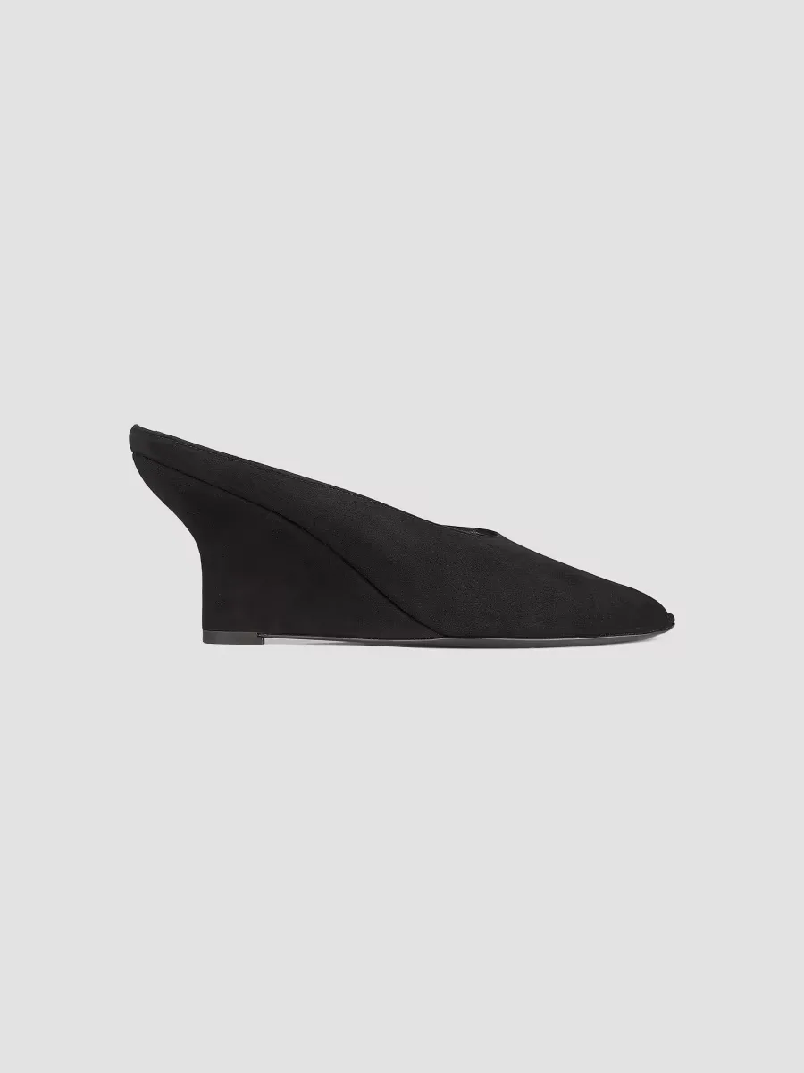 75MM Velvet Peep-Toe Wedge Mules by Totême