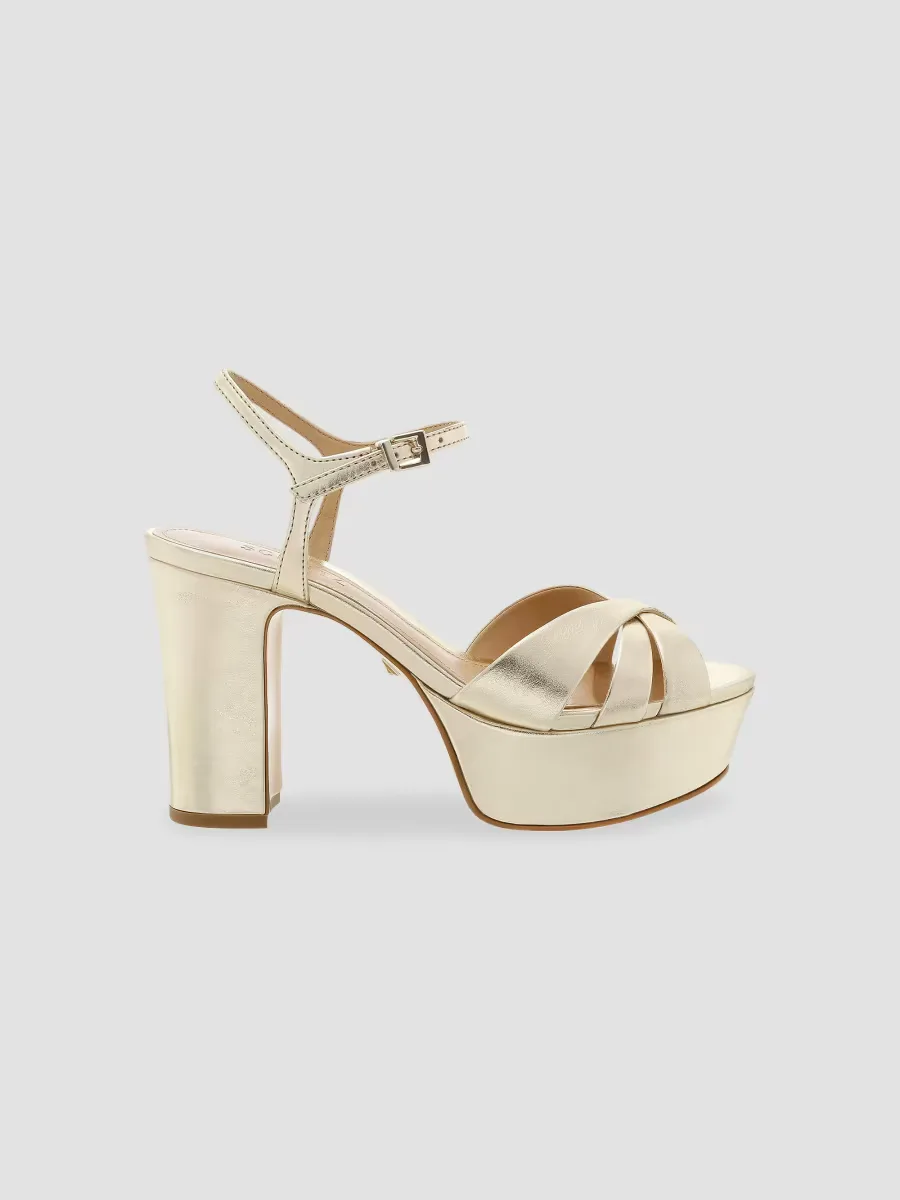 Keefa Metallic Leather Platform Sandals by SCHUTZ