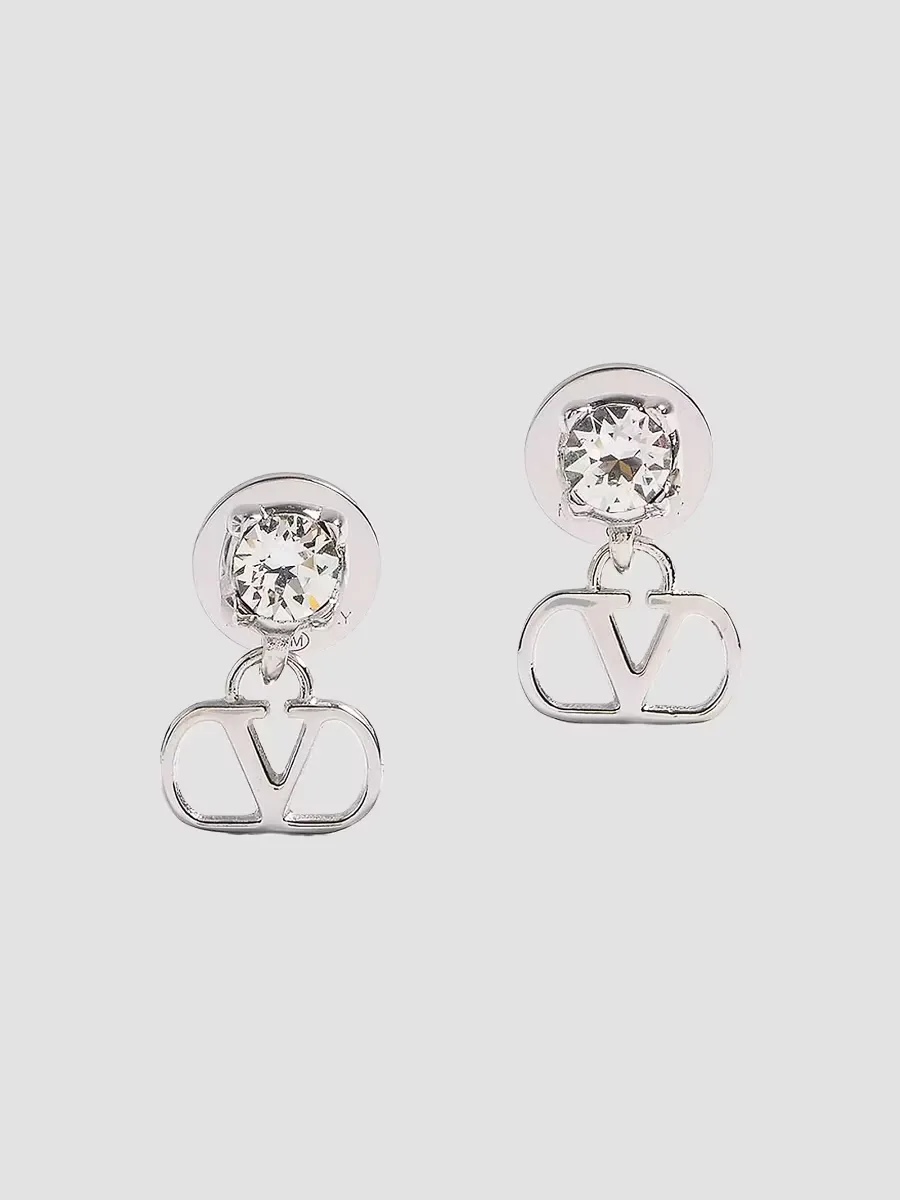 VLogo Signature Earrings in Metal and Swarovski Crystals by Valentino