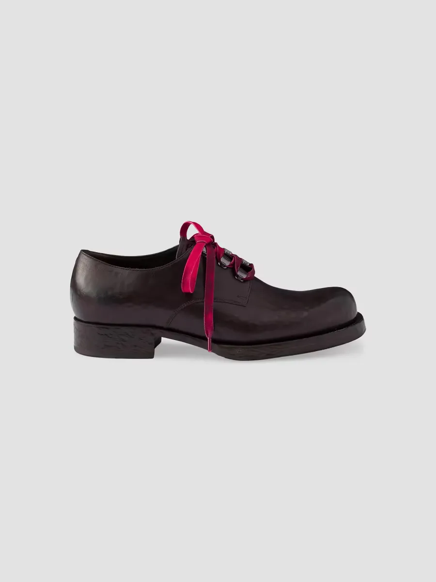 Antiqued Leather Lace-Up Shoes by Prada