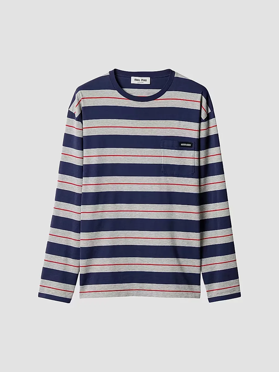 Long-Sleeved Cotton Jersey T-Shirt by Miu Miu