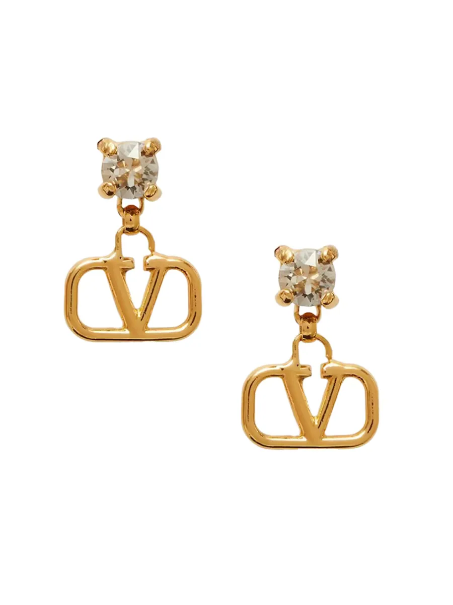 VLogo Signature Earrings in Metal and Swarovski Crystals